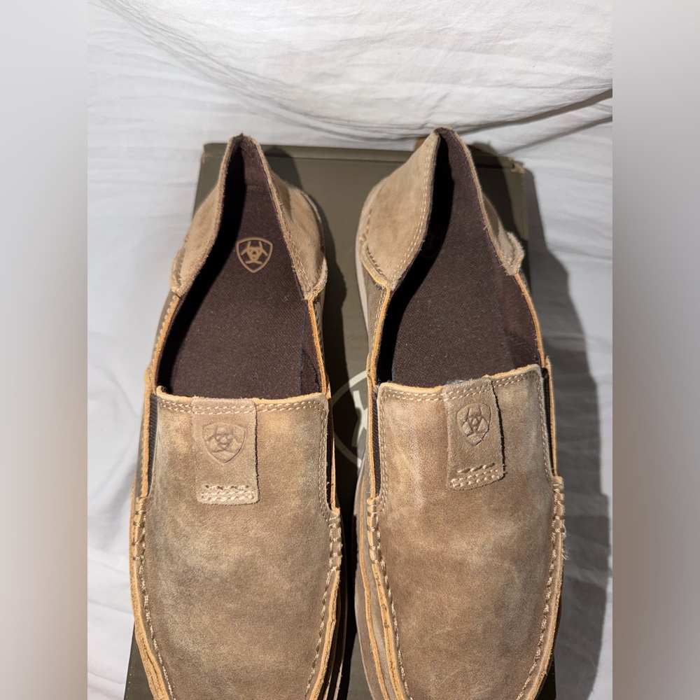 Ariat Men's Tan Leather Slip-On Loafers - Picture 3 of 8